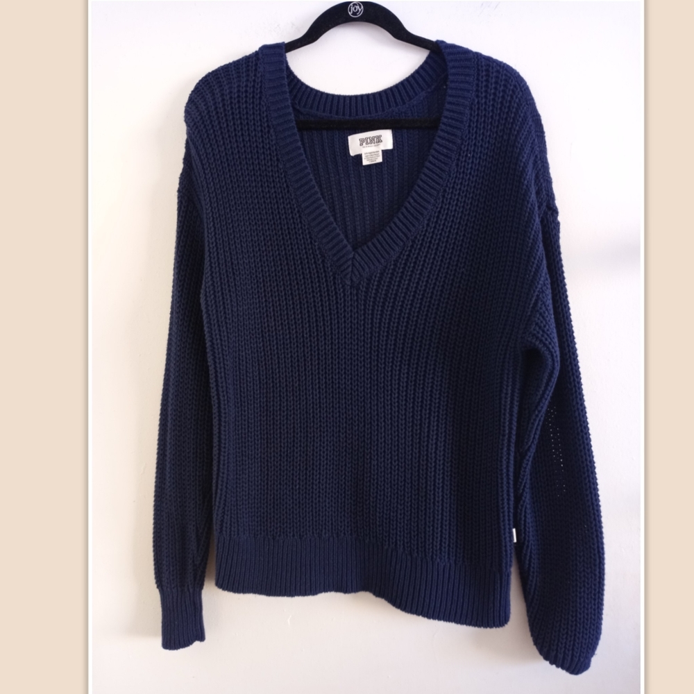 VS Pink V Neck Knit Sweater